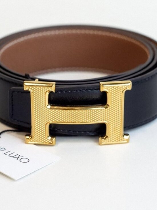 Hermes Reversible Belt Black/Brown 90cm - Gold Buckle